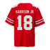 Youth Ohio State Buckeyes #18 Marvin Harrison Jr. Student Athlete Football Jersey - In Scarlet - Back View