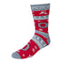 Ohio State Buckeyes Holiday Pattern Crew Socks in Scarlet, Gray, and White - Side View