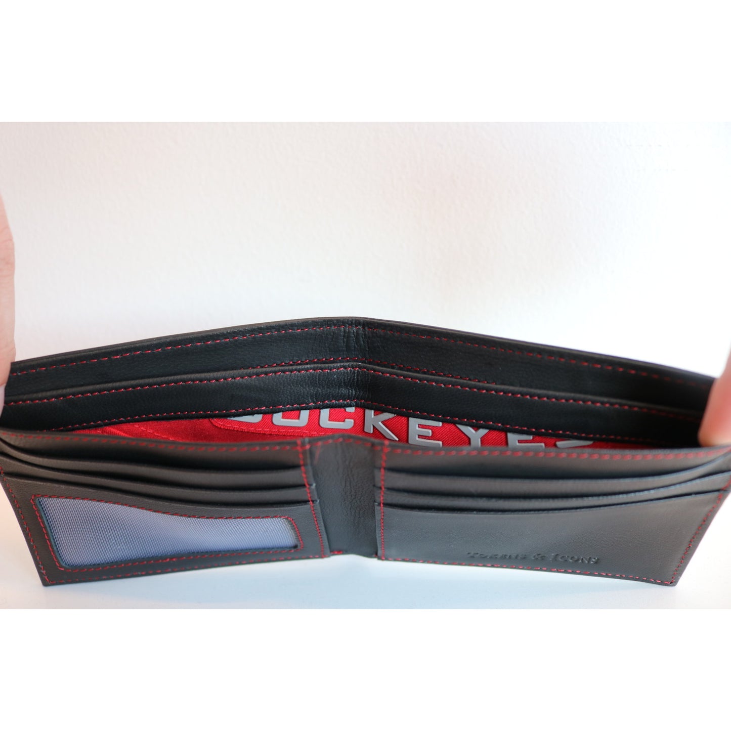 Ohio State Buckeyes Game Used Jersey Wallet In Black - Stitch View - Close Up 3