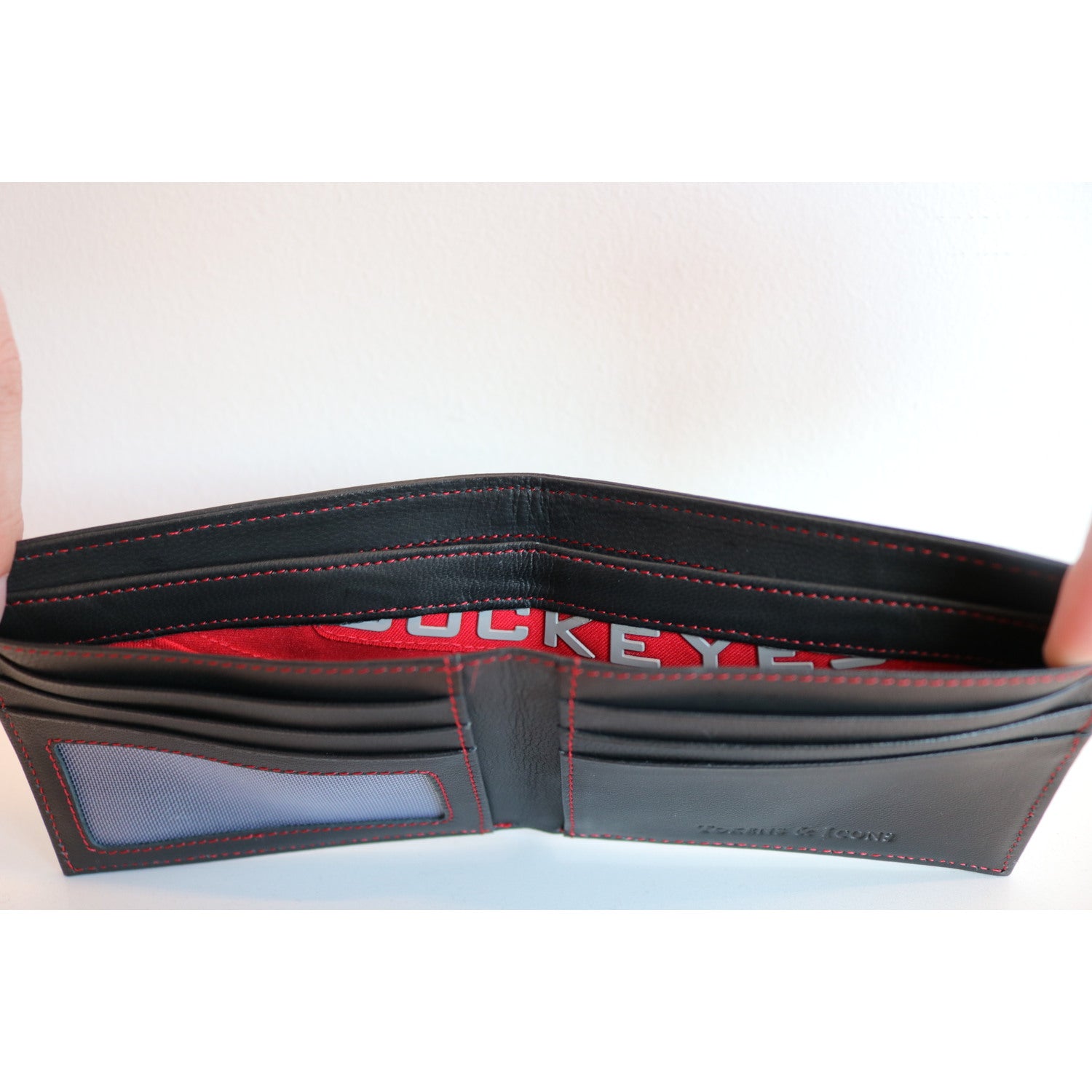 Ohio State Buckeyes Game Used Jersey Wallet In Black - Stitch View - Close Up 3