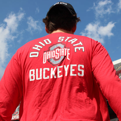 Ohio State Buckeyes Champion Triple Hit Long Sleeve T-Shirt - Modeled Back