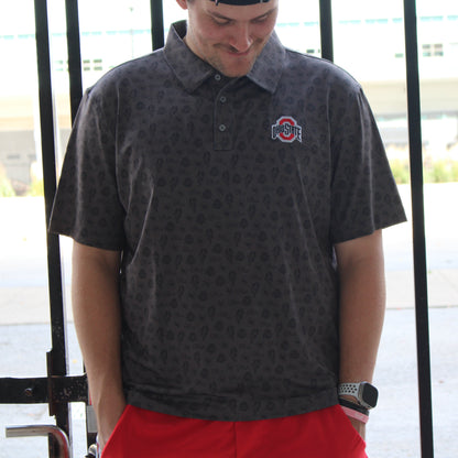 Ohio State Buckeyes All Over Print Golf Polo - modeled