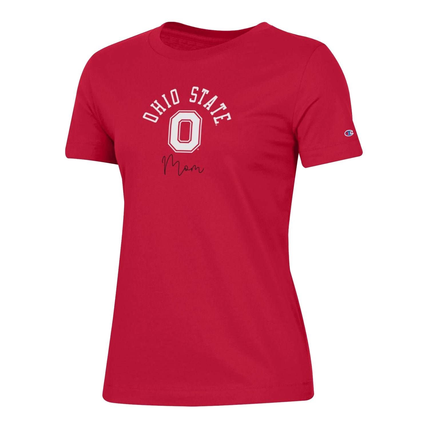 Ladies Ohio State Buckeyes Champion Mom Scarlet T-Shirt - In Scarlet - Front View