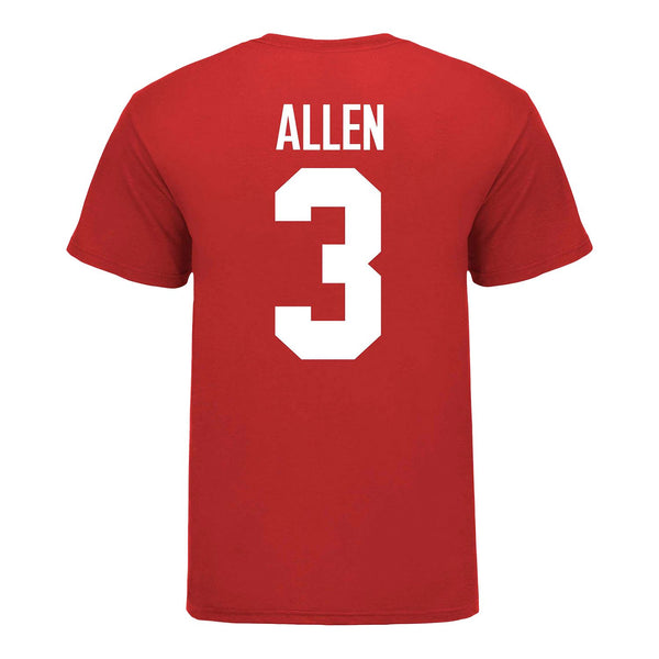 Ohio State Buckeyes Men's Lacrosse Student Athlete #3 Ari Allen T-Shirt In Scarlet - Back View