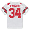 Ohio State Buckeyes Nike #34 Colin Kaufmann Student Athlete White Football Jersey - In White - Back View