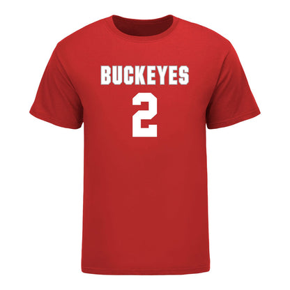 Ohio State Buckeyes Women's Lacrosse Student Athlete #2 Emily Magalotti T-Shirt In Scarlet - Front View