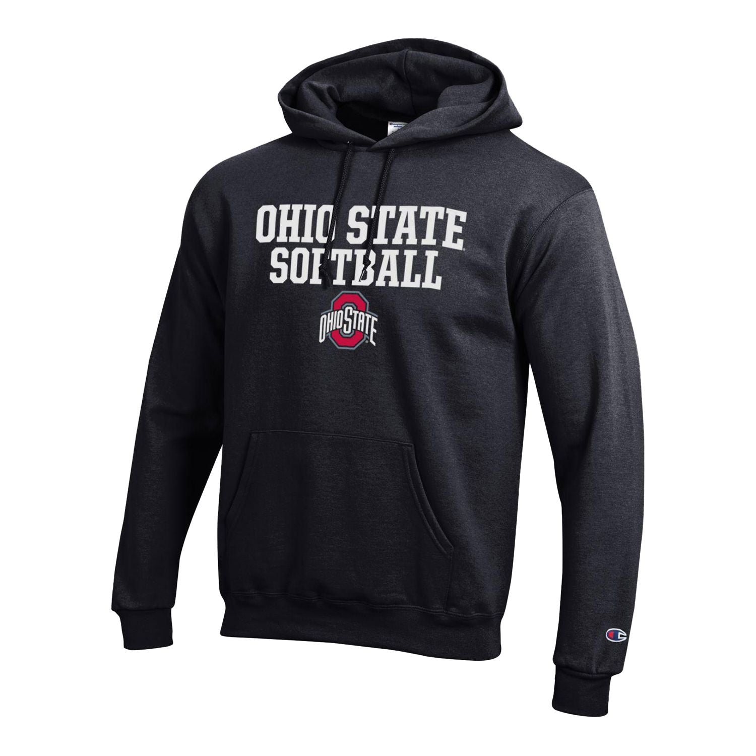 Ohio State Buckeyes Champion Stacked Softball Black Sweatshirt - Front View