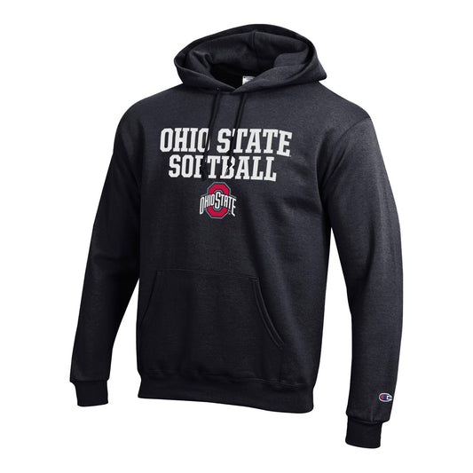 Ohio State Buckeyes Champion Stacked Softball Black Sweatshirt - Front View