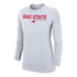 Ladies Ohio State Buckeyes Nike Script Buckeyes White Long Sleeve - In White - Front View
