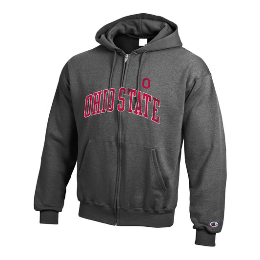 Ohio State Buckeyes Blend Fleece Wool Logo Full Zip Gray Sweatshirt - Front View