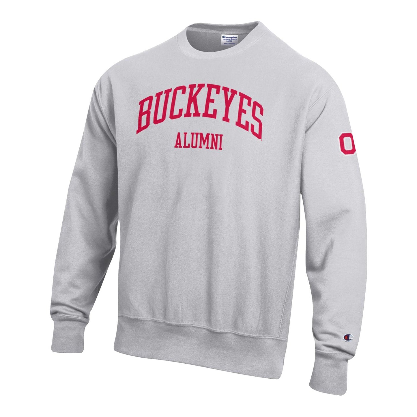 Ohio State Buckeyes Champion Alumni Gray Crew Neck Sweatshirt - Front/Side View