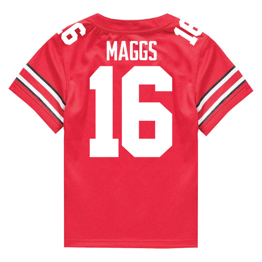 Ohio State Buckeyes Nike #16 Mason Maggs Student Athlete Scarlet Football Jersey - In Scarlet - Back View