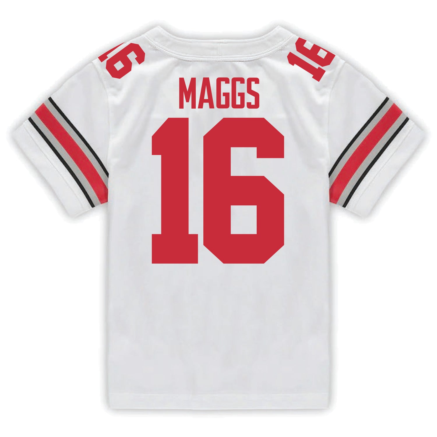 Ohio State Buckeyes Nike #16 Mason Maggs Student Athlete White Football Jersey - In White - Back View