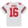 Ohio State Buckeyes Nike #16 Mason Maggs Student Athlete White Football Jersey - In White - Back View