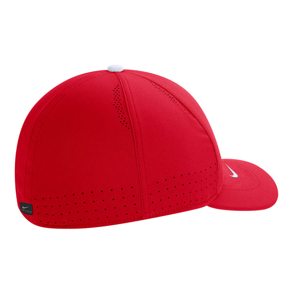 Ohio State Buckeyes Nike Sideline Aero C99 Flex Hat in Red - Back View