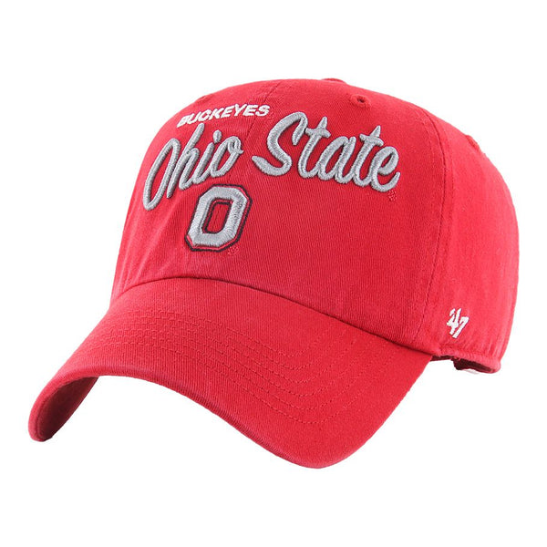 Ladies Ohio State Buckeyes Phoebe Clean Up Adjustable Hat in Scarlet - Angled Left View