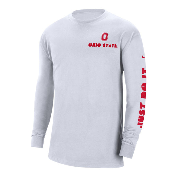 Ohio State Buckeyes Nike Max 90 Heritage Long Sleeve Shirt in White - Front View