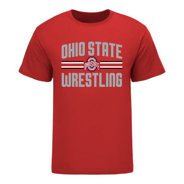 Ohio State Buckeyes Luke Geog Student Athlete Wrestling T-Shirt In Scarlet - Front View