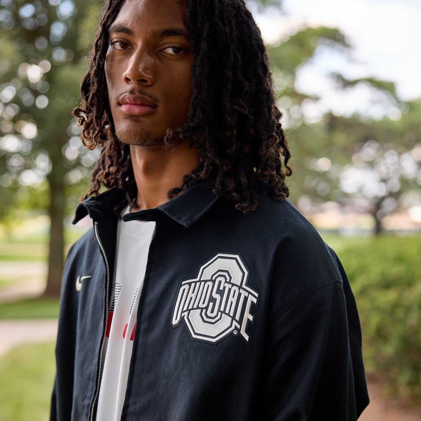 Ohio State Buckeyes Nike Local Twill Jacket - Modeled