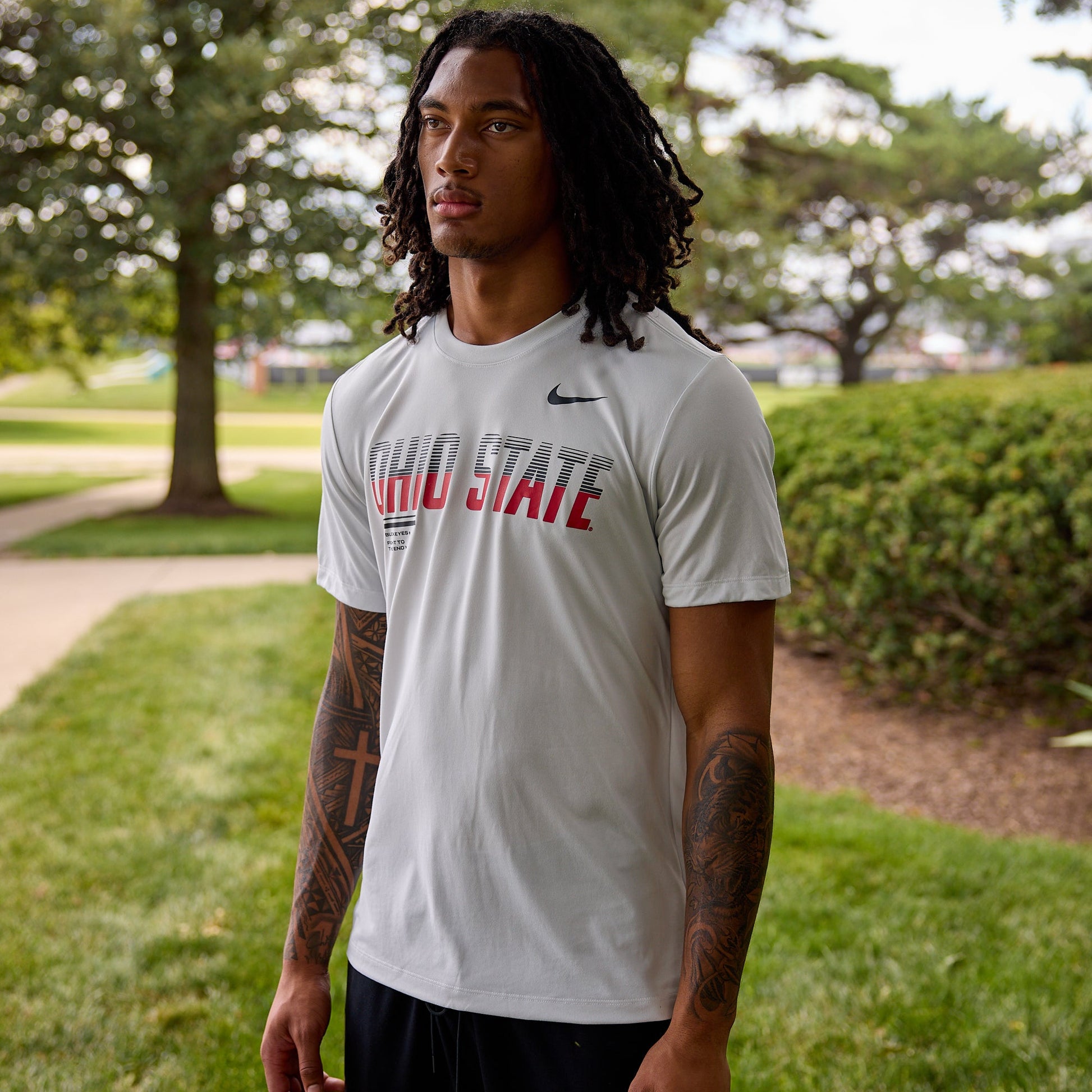 Ohio State Buckeyes Nike Ombre Wordmark T-Shirt - Modeled