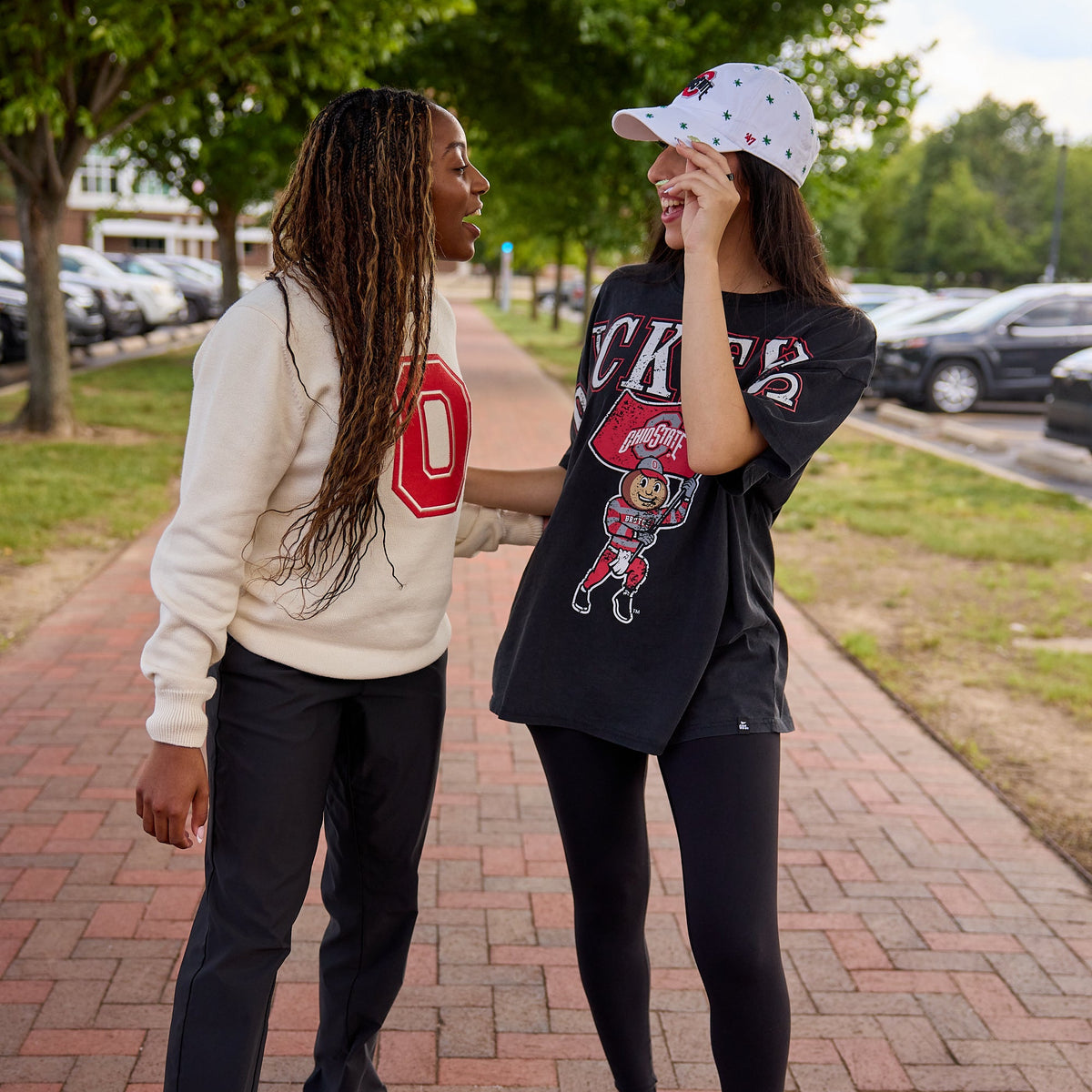 Ladies Ohio State Buckeyes Oversized Split Band Tee