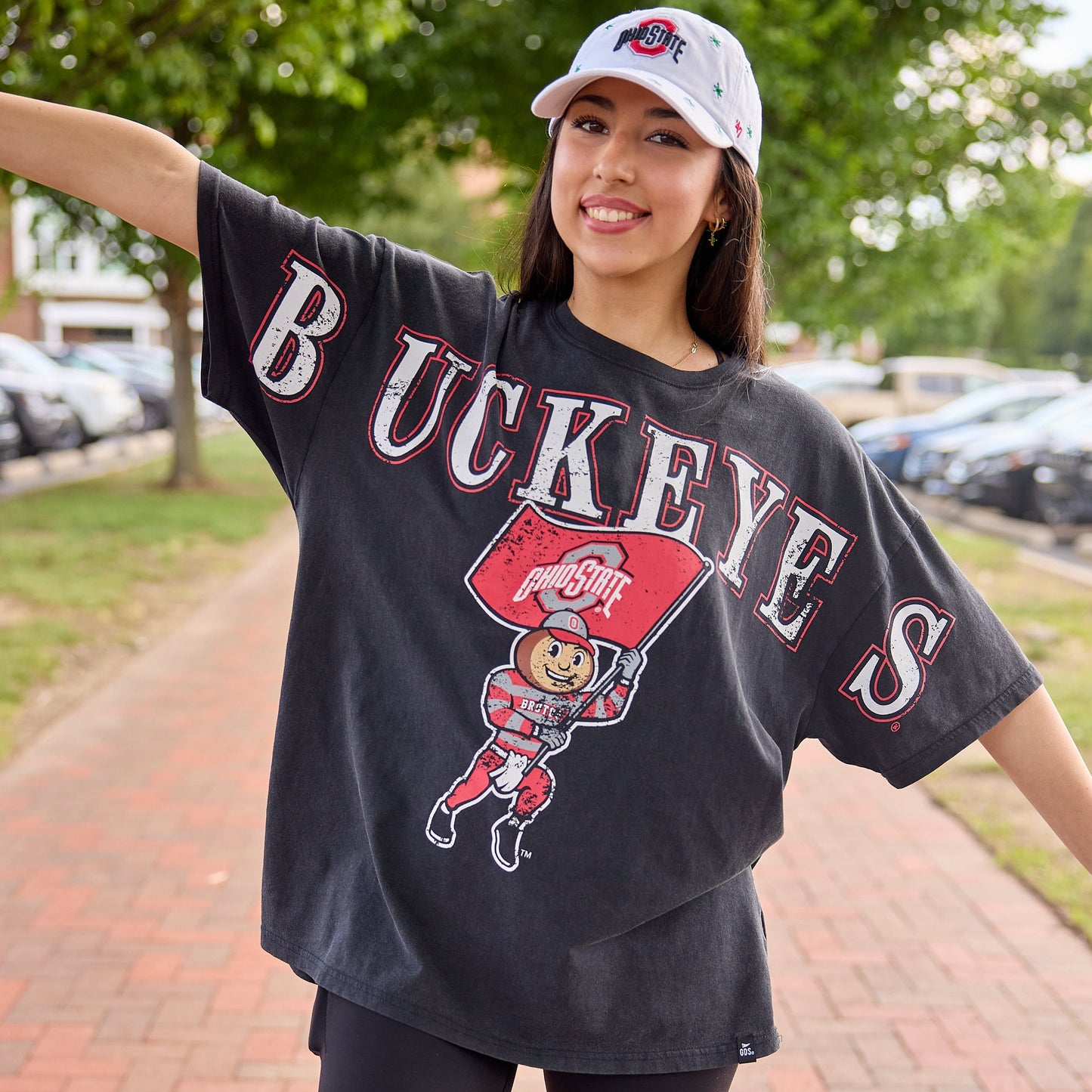 Ladies Ohio State Buckeyes Oversized Split Band Tee
