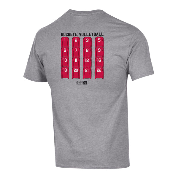 Ohio State Buckeyes Volleyball Team Roster Tee - In Gray - Back View