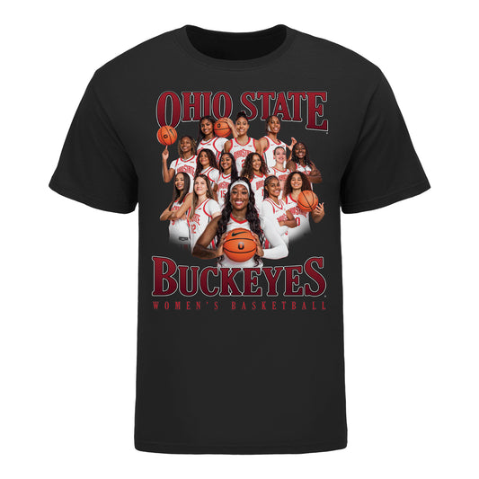 Ohio State Buckeyes 2024-2025 Women's Basketball Team Signature T-Shirt - Front View