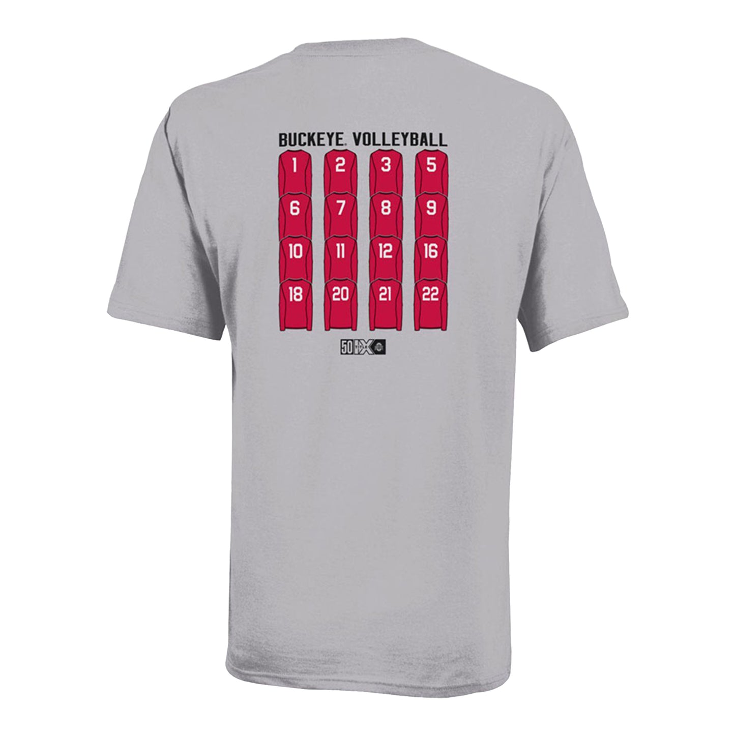 Youth Ohio State Buckeyes Volleyball Team Roster Tee - In Gray - Back View