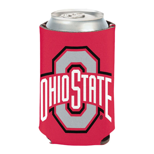 Ohio State Buckeyes Primary Collapsible Can Cooler in Scarlet - Front View