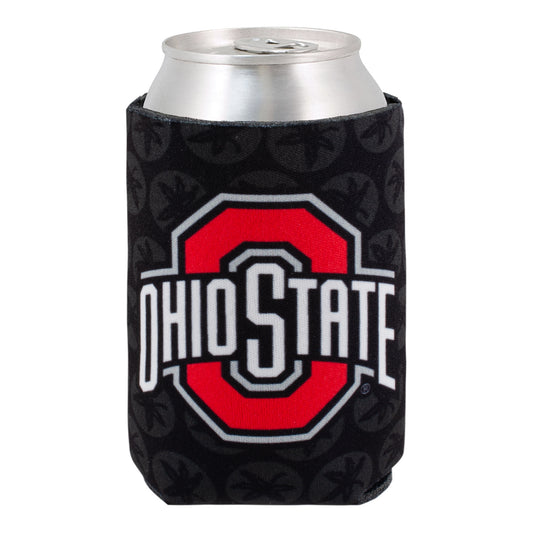 Ohio State Buckeyes Buckeye Leaf Print Primary Logo Coozie - In Black - Front View