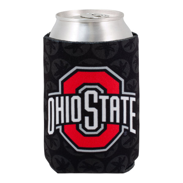Ohio State Buckeyes Buckeye Leaf Print Primary Logo Coozie - In Black - Front View