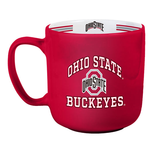 Ohio State Buckeyes 15 Oz Stripe Scarlet Mug - Front View