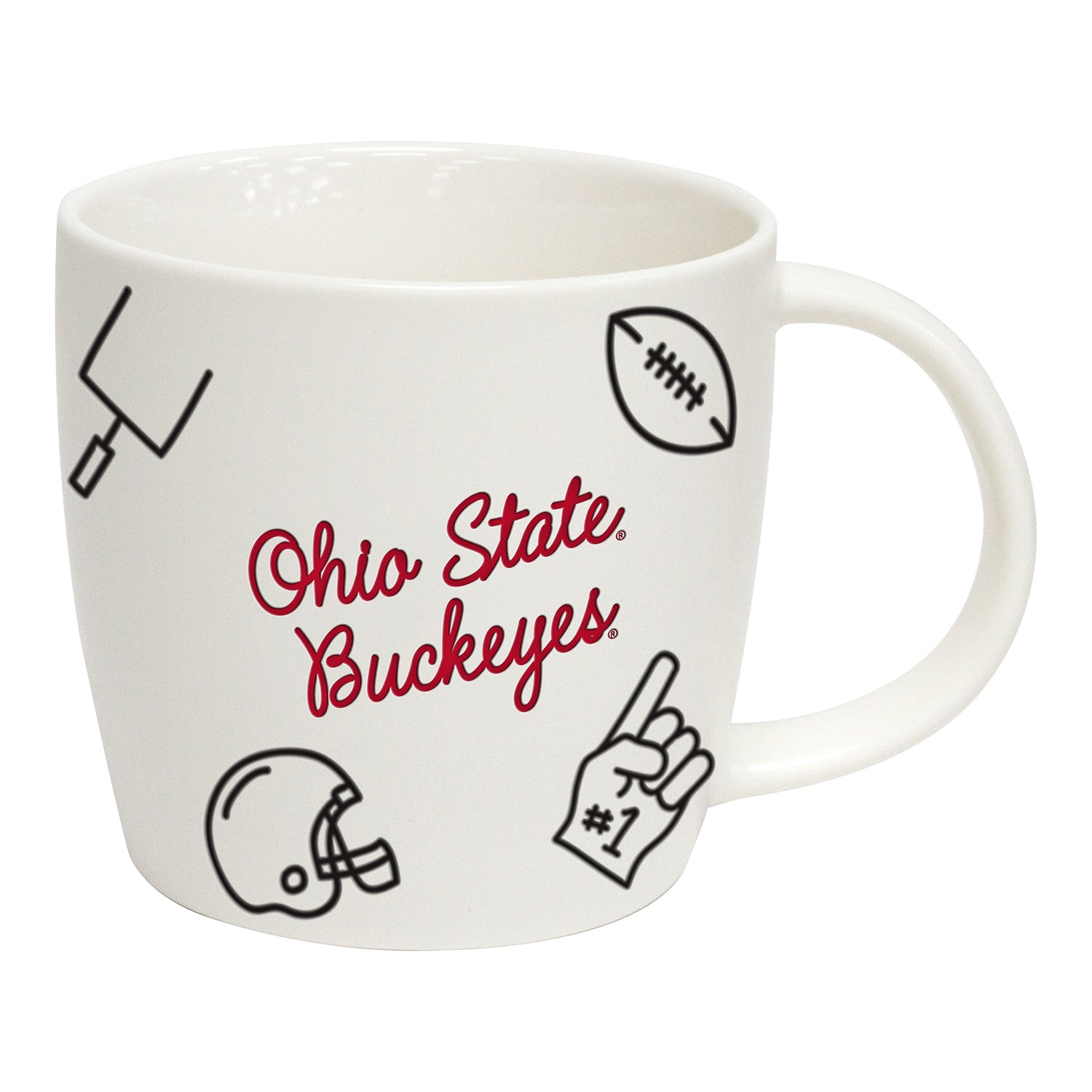Ohio State Buckeyes 18oz Playmaker Coffee Mug In White - Front View