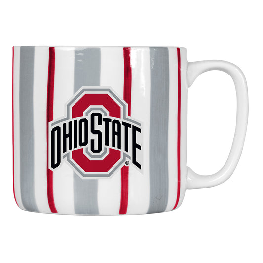 Ohio State Buckeyes 16oz Striped Logo Coffee Mug - Front View