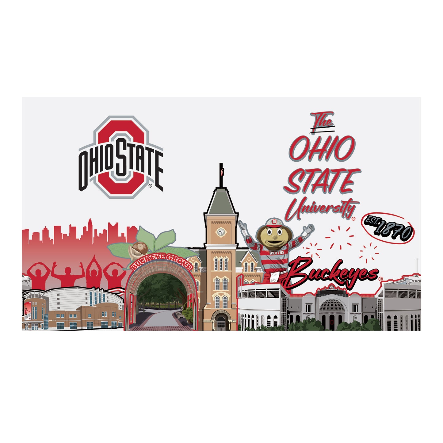 Ohio State Buckeyes Campus Icons 20oz Tumbler In White - Graphic View