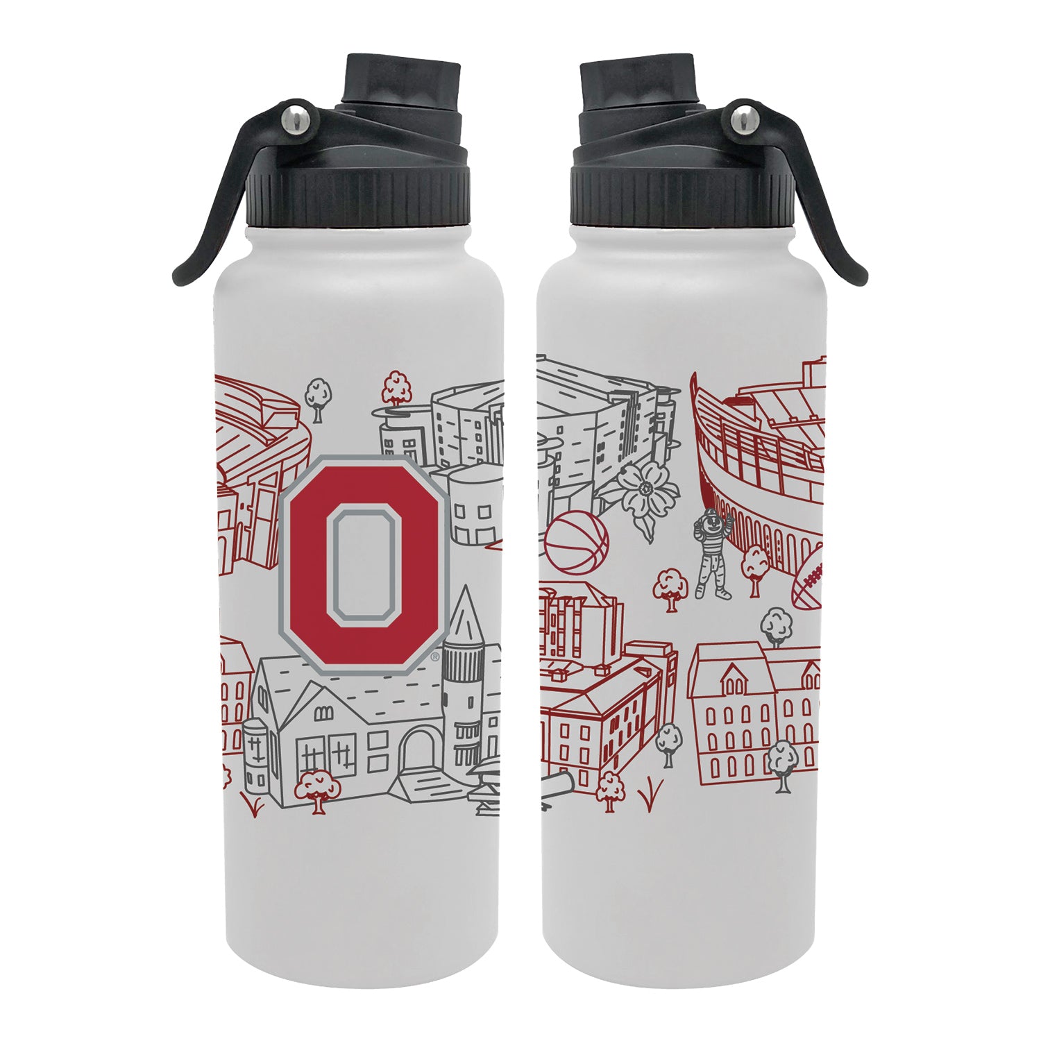 Ohio State Buckeyes Campus Art 34oz Tumbler - Front and Side