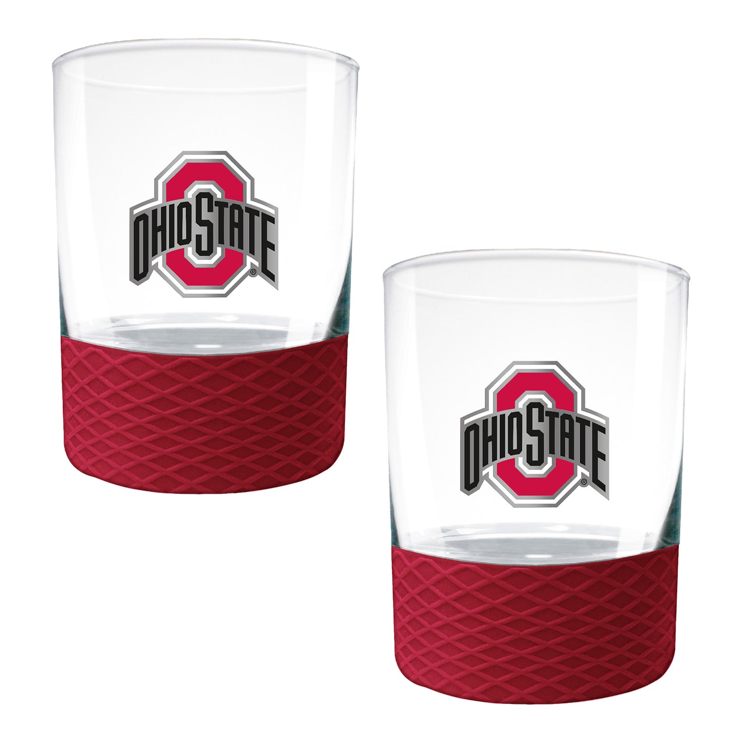 Ohio State Buckeyes 2-Piece Commissioner Rocks Glass Set - In Scarlet - Front View