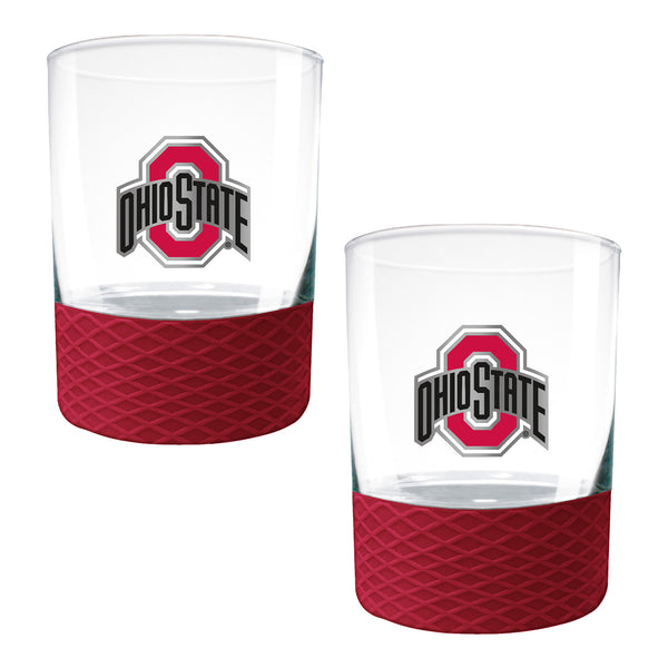 Ohio State Buckeyes 2-Piece Commissioner Rocks Glass Set - In Scarlet - Front View