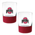 Ohio State Buckeyes 2-Piece Commissioner Rocks Glass Set - In Scarlet - Front View