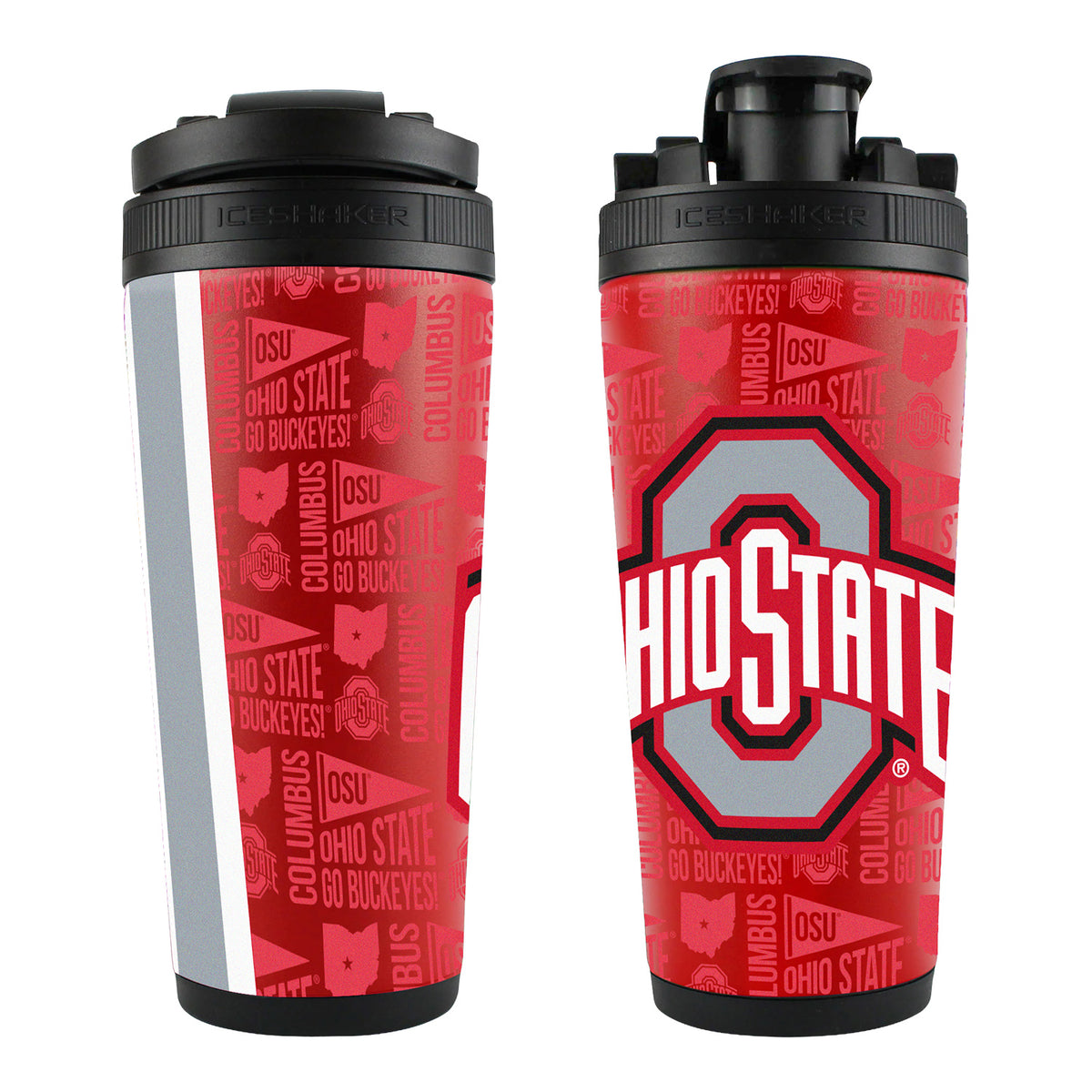 Ohio State Buckeyes 4D Ice Shaker Bottle - Full View