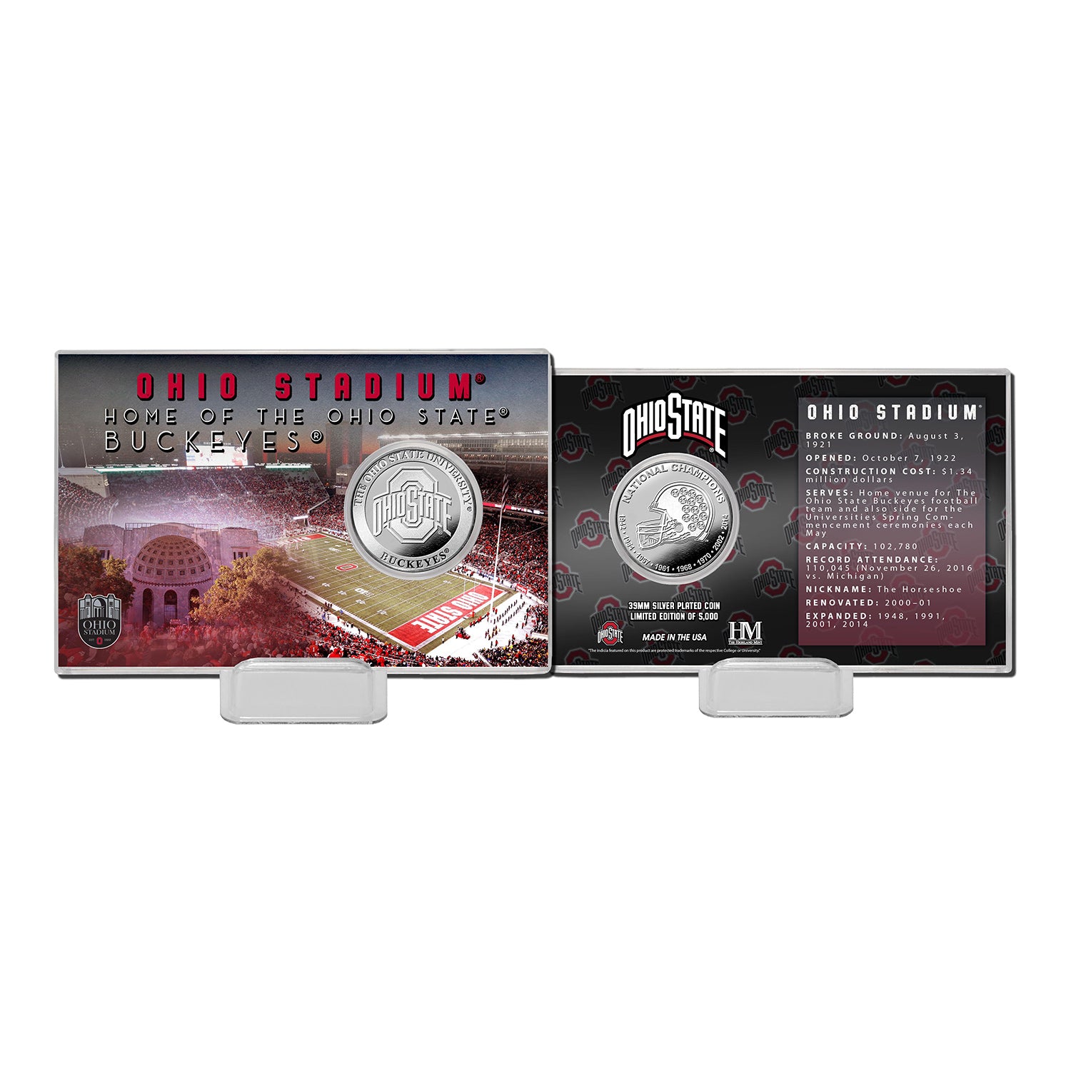 Ohio State Buckeyes Stadium Tour Coin Card - Main View