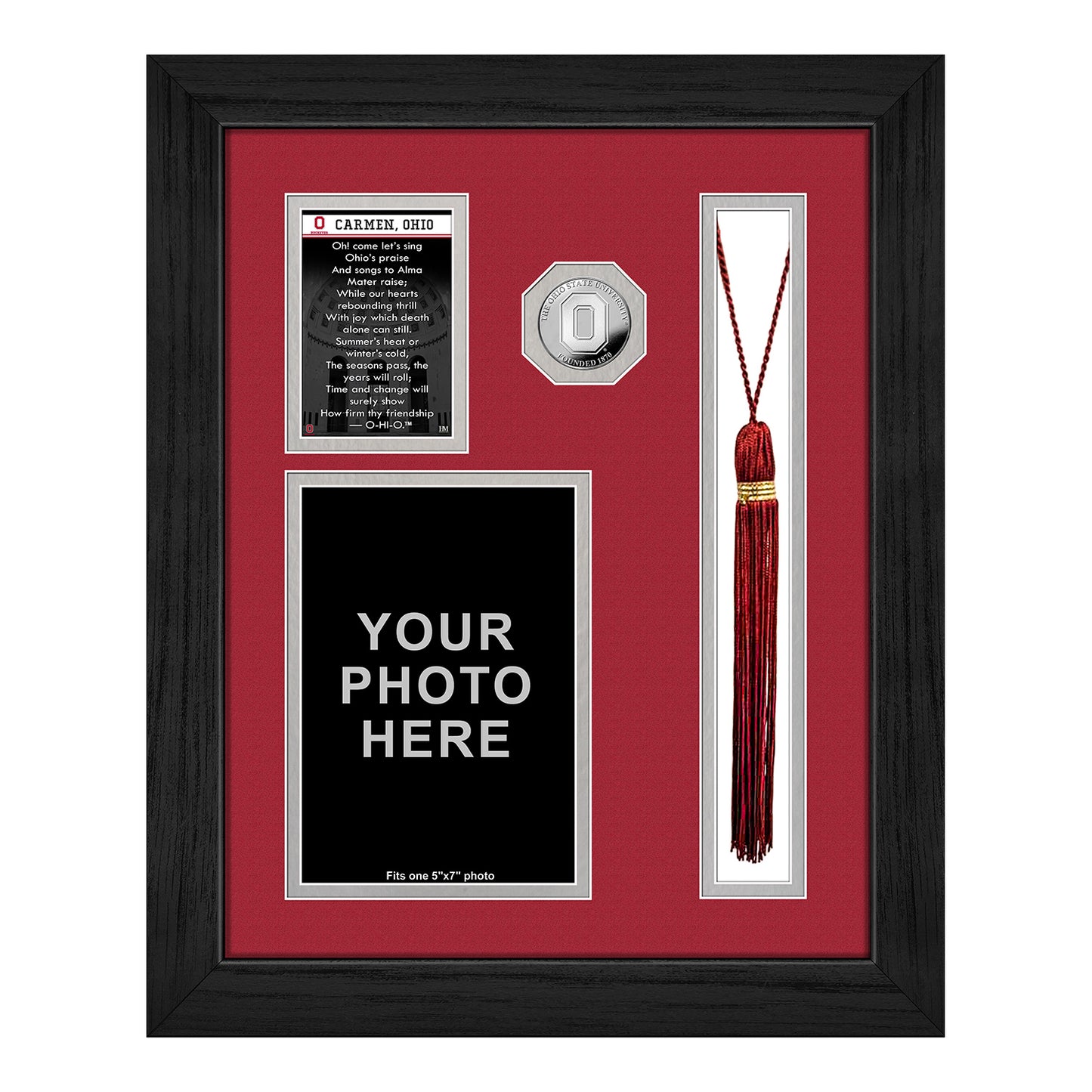 Ohio State Buckeyes Graduation Tassel & Silver Coin Frame - Front View