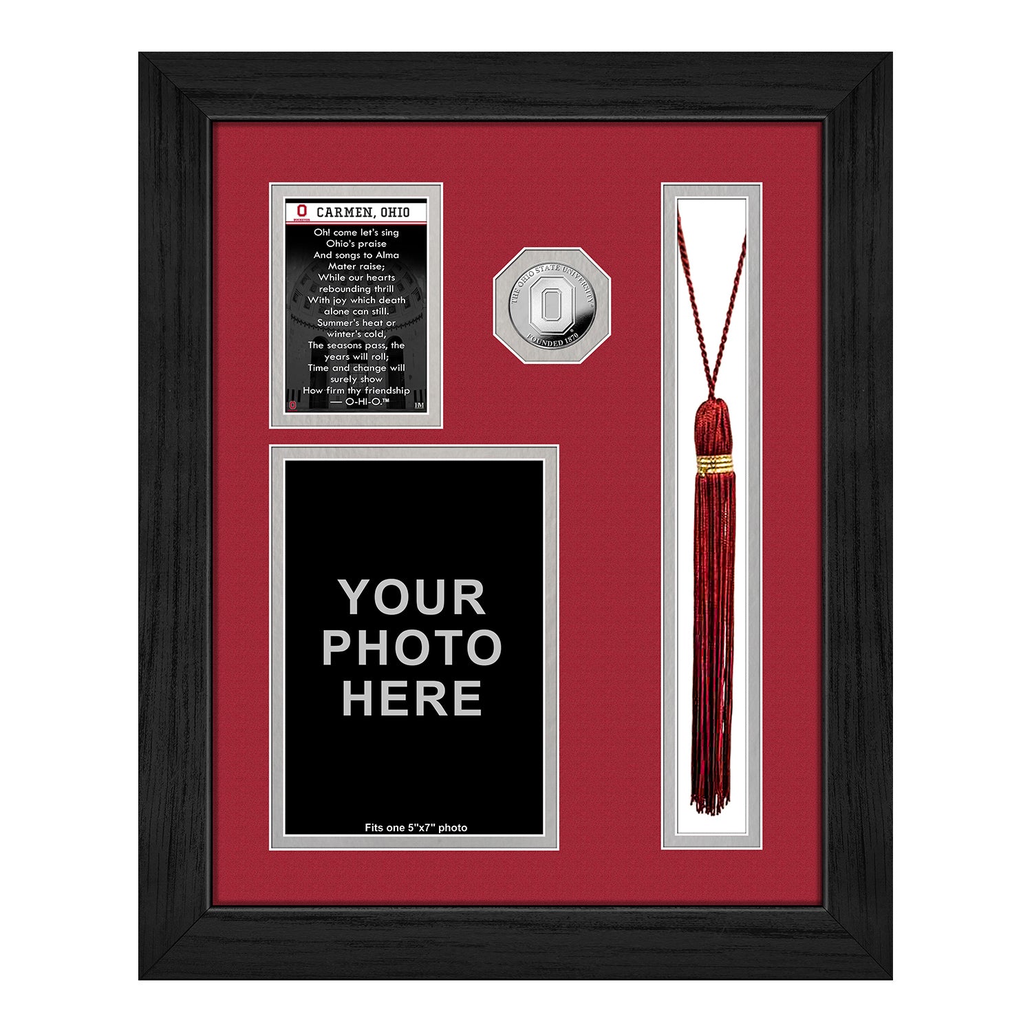 Ohio State Buckeyes Graduation Tassel & Silver Coin Frame - Front View