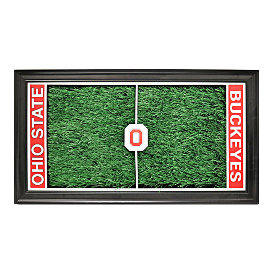 Ohio State Buckeyes Football Field Framed Collage with a Large Piece of Authentic Ohio Stadium Turf - Front View