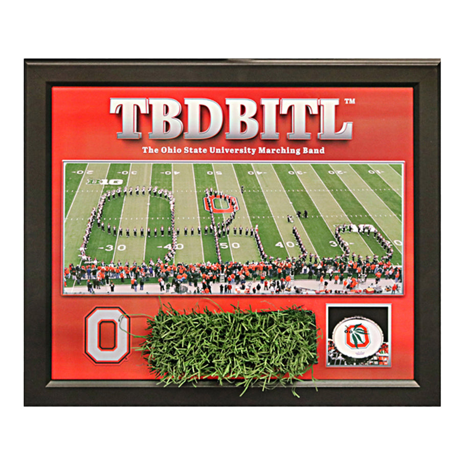 Ohio State Buckeyes TBDBITL Framed Collage with a Piece of Authentic Ohio Stadium Turf - Front View