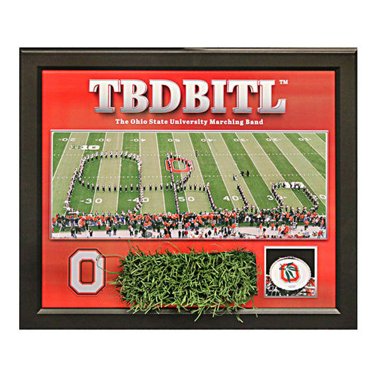 Ohio State Buckeyes TBDBITL Framed Collage with a Piece of Authentic Ohio Stadium Turf - Front View