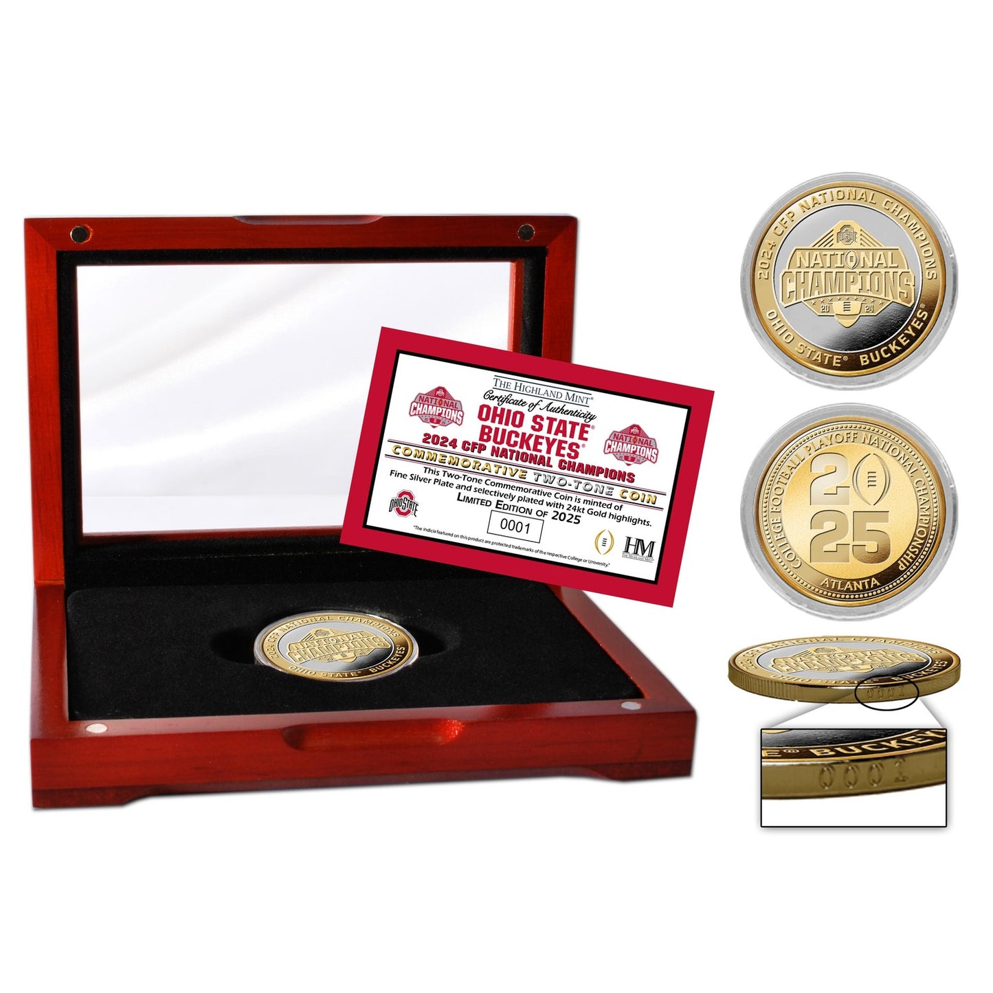 Ohio State Buckeyes 2025 CFP National Champions Gold & Silver Two Tone Coin