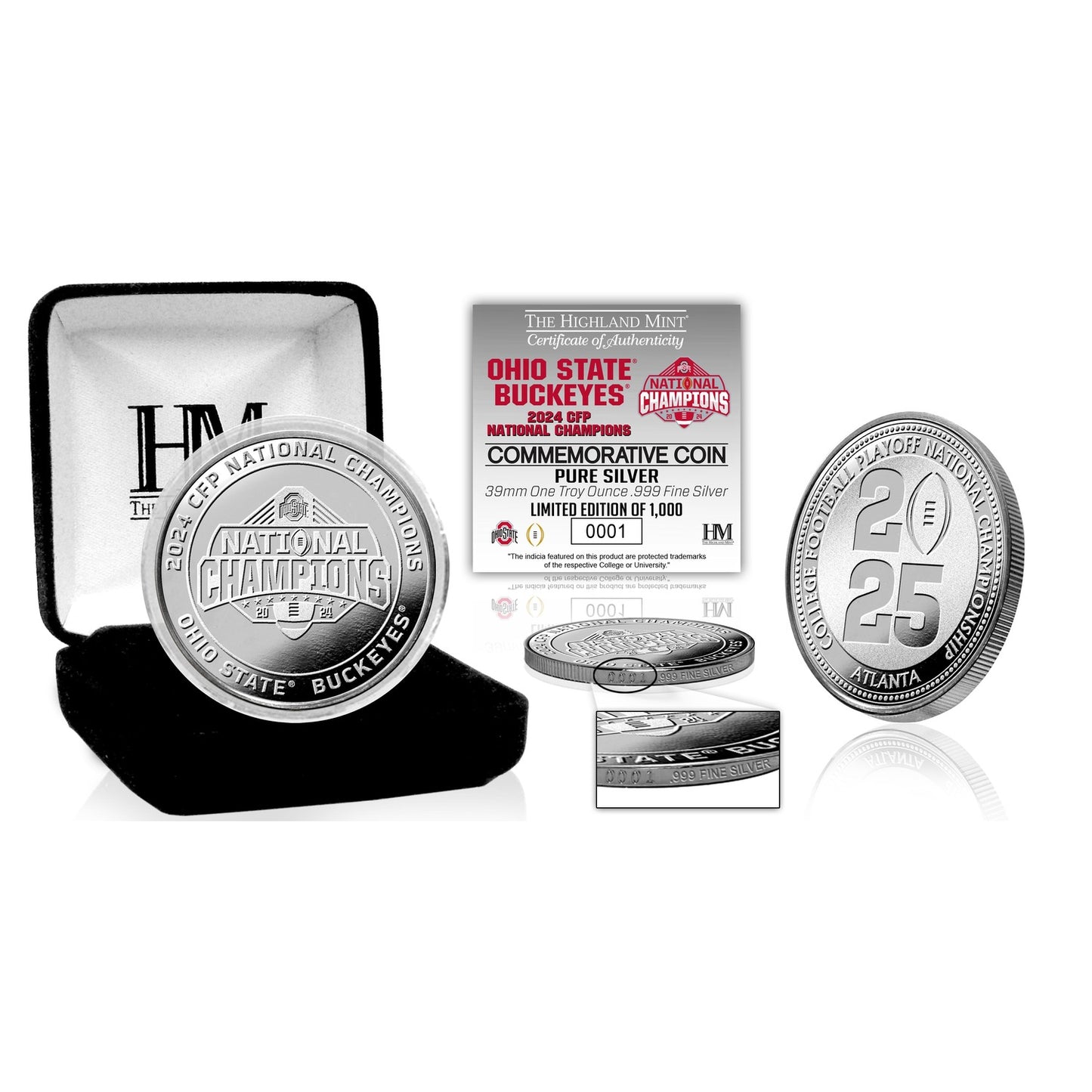 Ohio State Buckeyes 2025 CFP National Champions Pure Silver Coin