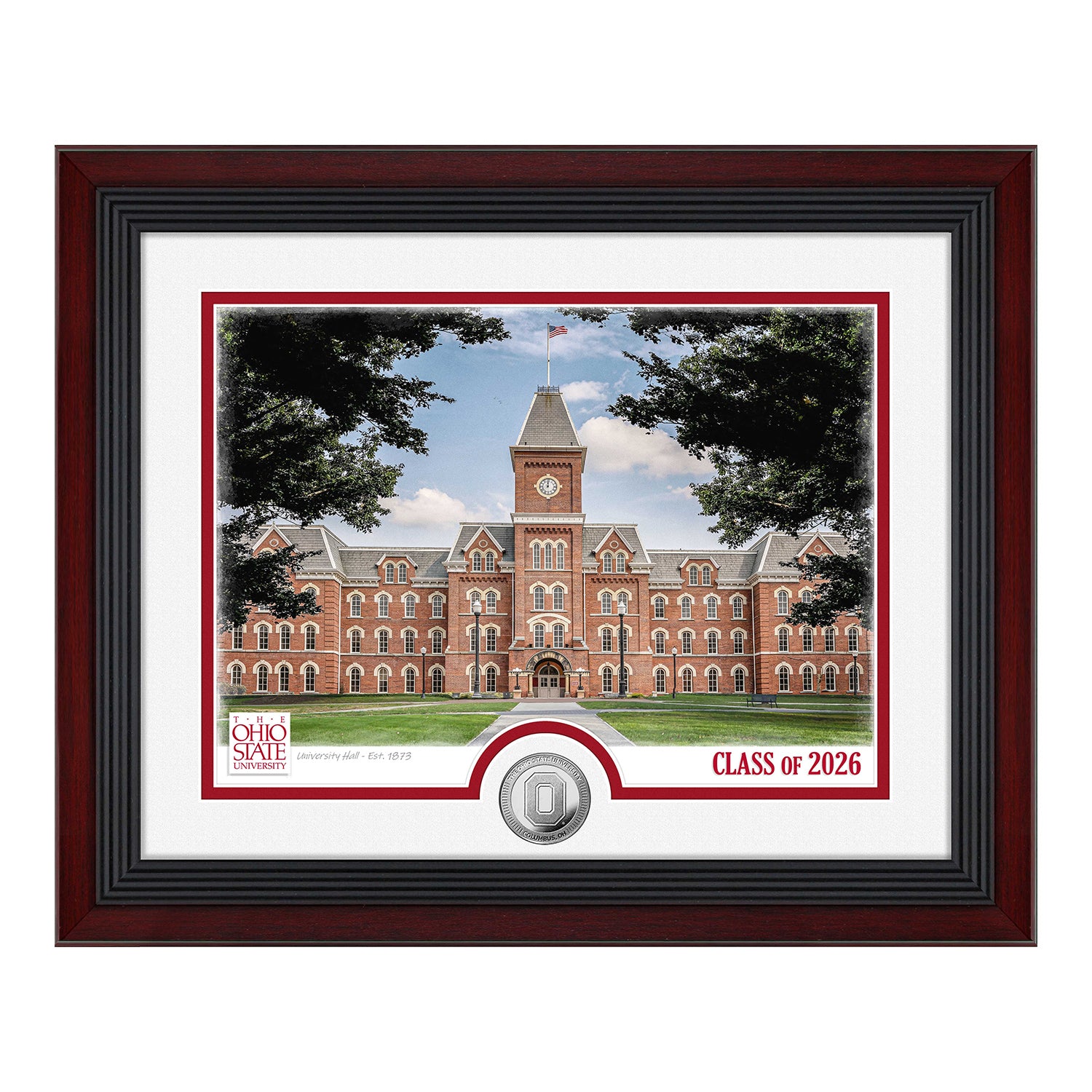 Ohio State Buckeyes University Hall Graduation Silver Coin Photo Mint - Front View